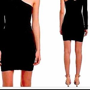 One-Shoulder Black Ribbed Mini Dress 3XL By Capella